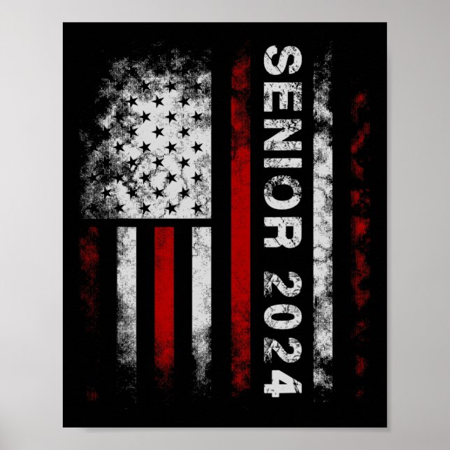 Poster Mais velho 2024 American Flag Usa Graduation Class (Frente)