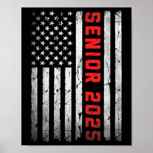 Poster Mais velho 2025 Patriótica American Flag Graduatio