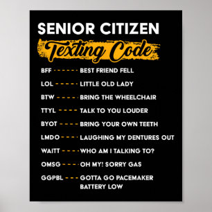 Poster Mais velho Cidadão&#; s Código de Textos Engraçado