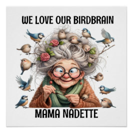 Pôster Mais velho Divertido Com Aves