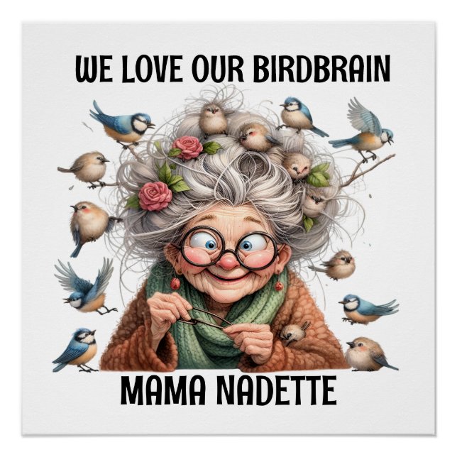 Pôster Mais velho Divertido Com Aves (Frente)