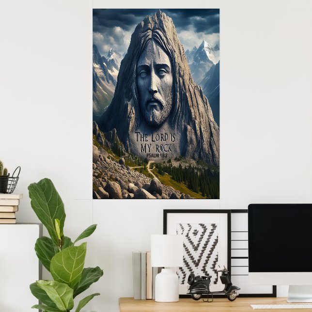 Poster Majestade Da Montanha O Senhor É Minha Pedra (Escritório em casa)