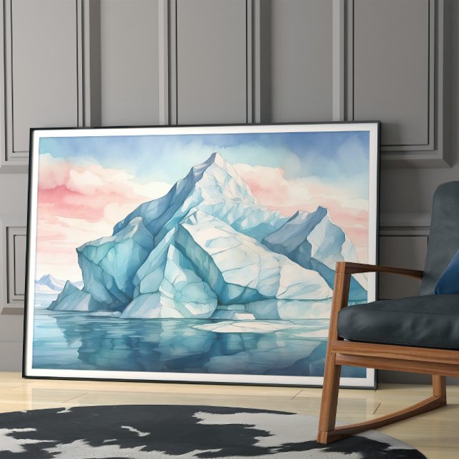 Poster Majestade do Ártico, Vivid Watercolor Iceberg (Criador carregado)