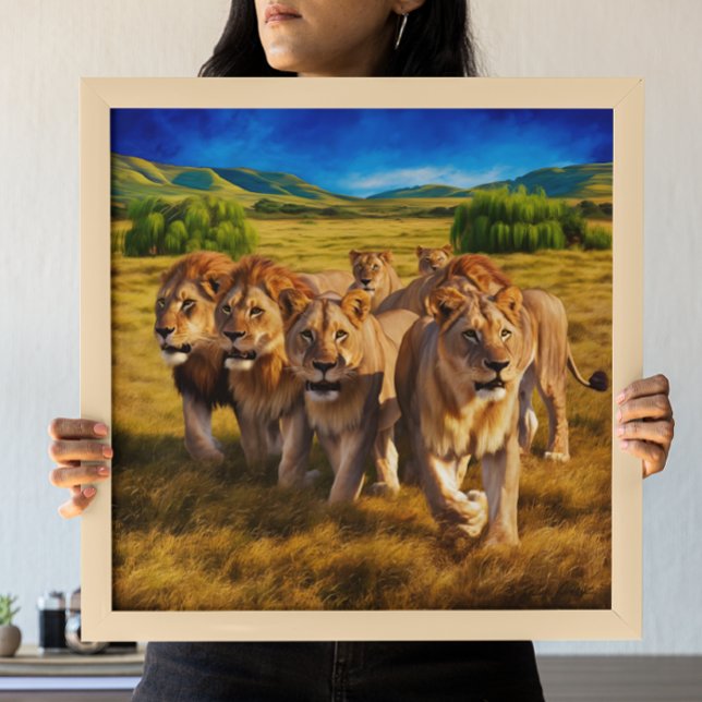 Poster Majestade Lions Roaming da Savana (Criador carregado)