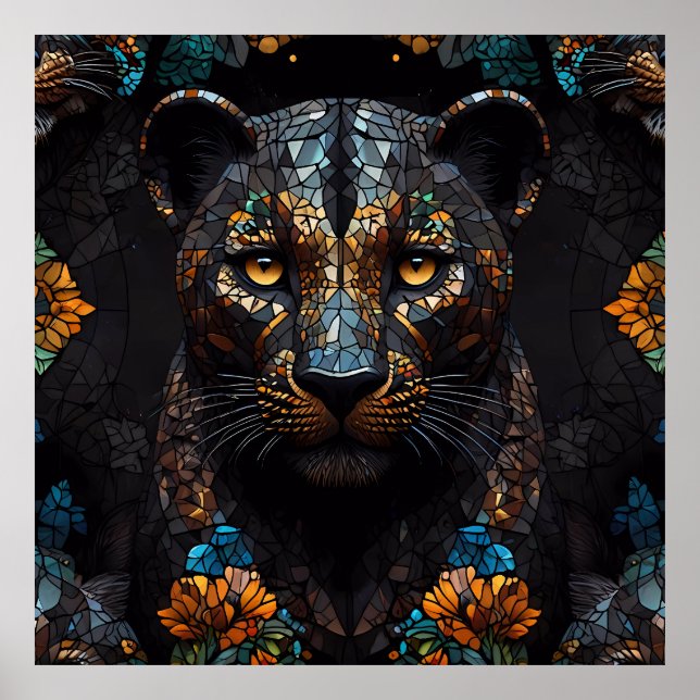 Poster Majestade Mosaico Leopard (Frente)