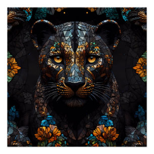 Pôster Majestade Mosaico Leopard