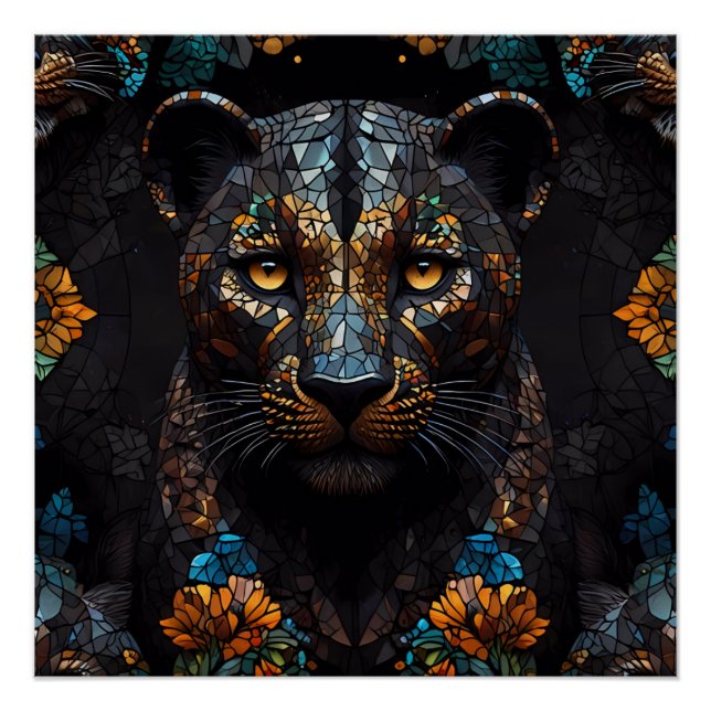 Pôster Majestade Mosaico Leopard (Frente)
