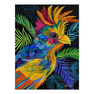 Pôster Majestade Neon em Sombras Tropicais