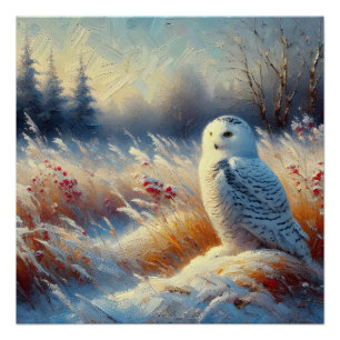 Pôster Majestade Snowy Owl na natureza