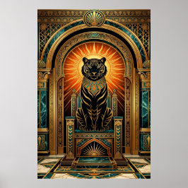 Poster Majestic Art Deco Tiger Gold Foil Style