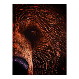Pôster Majestic Bear Portrait Art – Close-Up Wild Animal