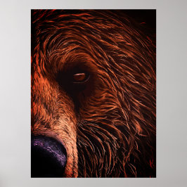 Poster Majestic Bear Portrait Art – Close-Up Wild Animal