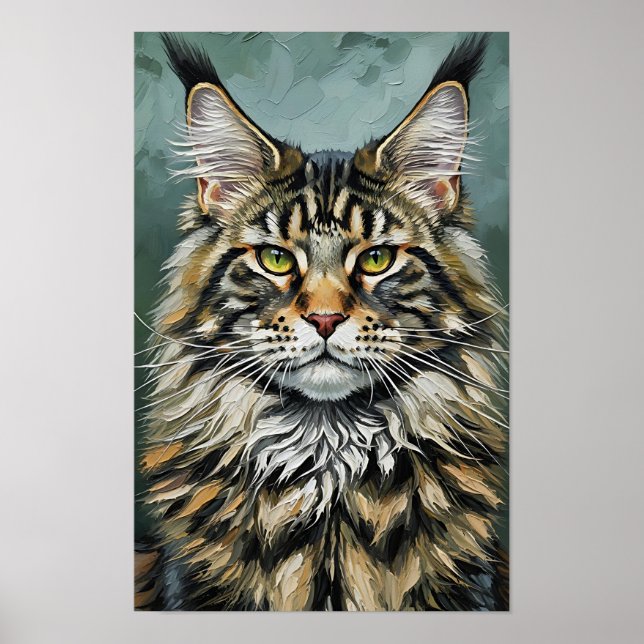 Poster Majestic Expressionist Maine Coon Cat (Frente)