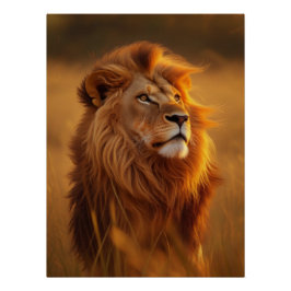 Pôster Majestic Golden Lion Sunset Glossy Poster
