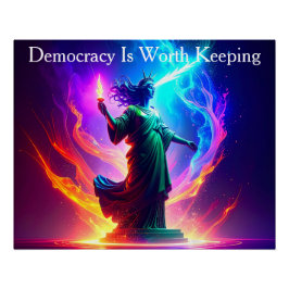 Pôster Majestic Lady Liberty Democracy Is Worth Keeping