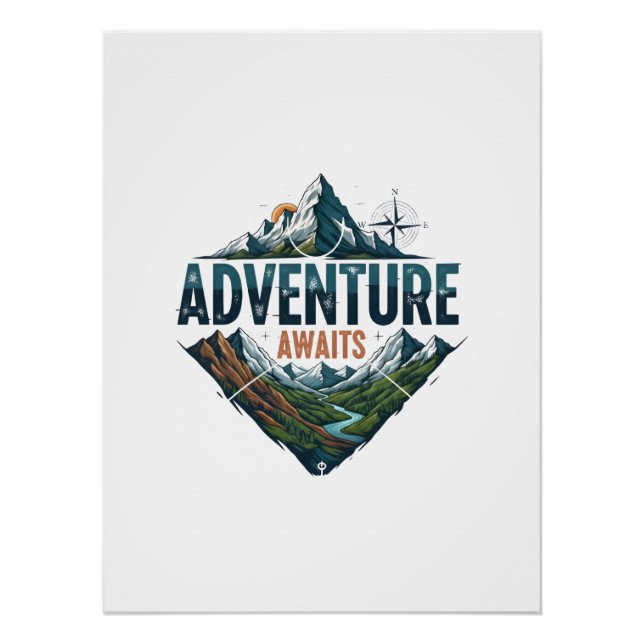 Pôster Majestic Mountain & River Adventure Art Print (Frente)