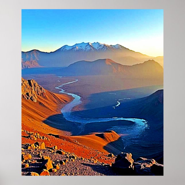 Poster Majestic Mountain Valley Flow Design (Frente)