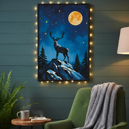 Pôster Majestic Reindeer by Moonlight Poster