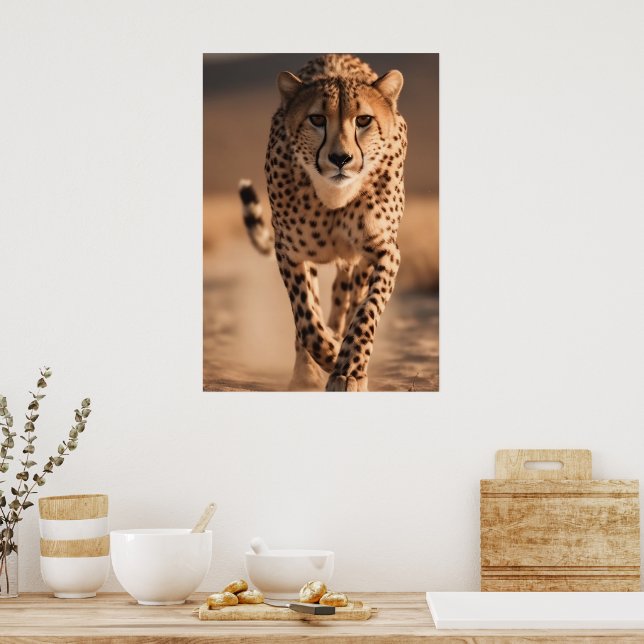 Poster Majestic Wild Cheetah Running Photo (Cozinha)