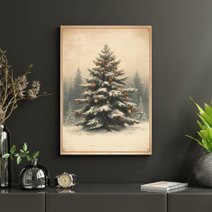 Poster Majestosa Árvore de Natal em Clareira Nevada