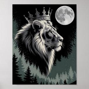 Poster Majestosa Floresta da Lua do Leão Coroado