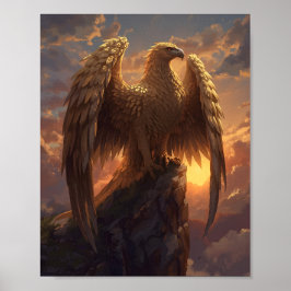 Poster Majestoso Águia Dourada Fantasia – Fênix Mítica