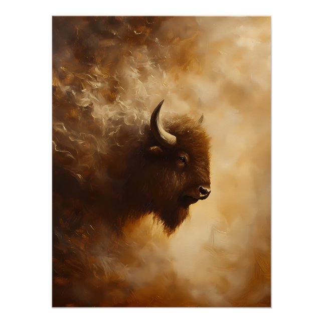 Pôster Majestoso Bison, Poster de Buffalo (Frente)