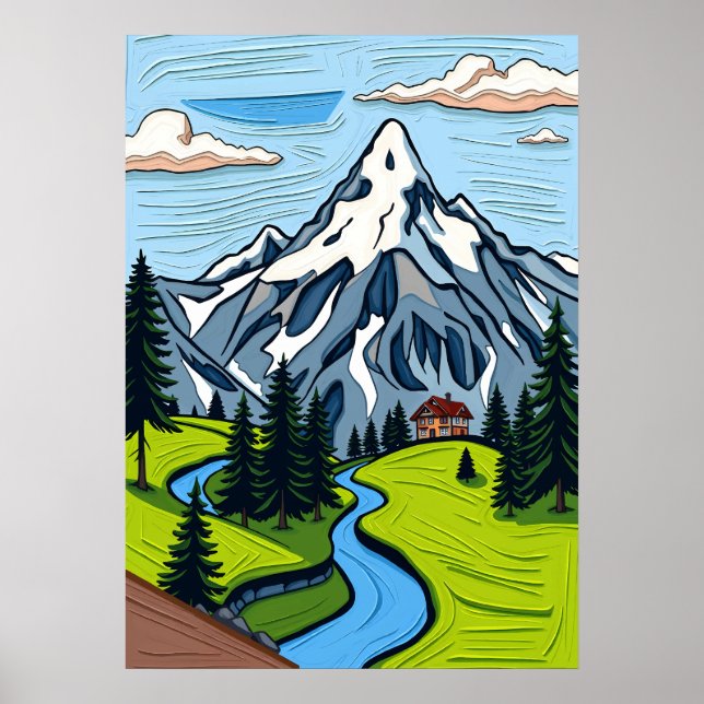 Poster Majestosos Alpes Suíços (Frente)