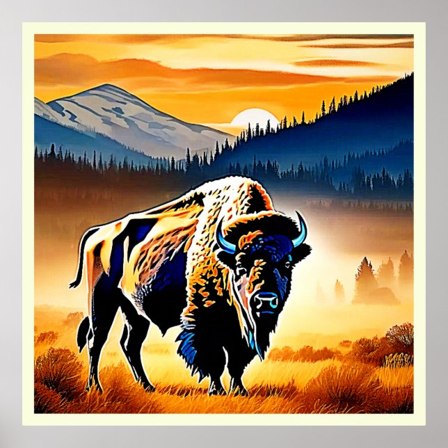 Poster Majexpressa Bison Sunset (Frente)
