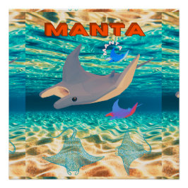 Pôster Majexpressa Manta Ray Design, Majestade Oceânica