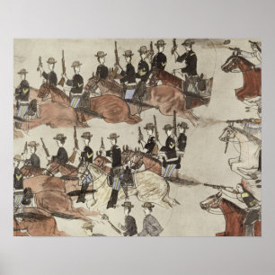 Pôster Major Marcus Reno's retreat before the Indian coun