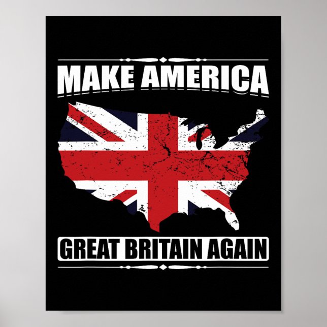 Poster Make America Great Britain Again Usa Map British F (Frente)