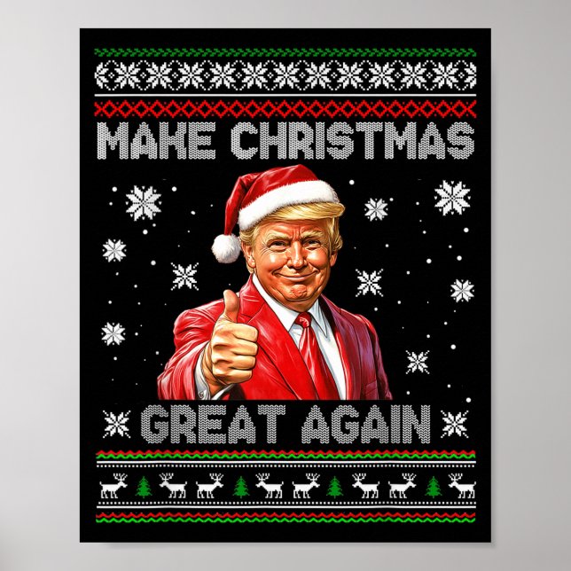 Poster Make Christmas Great Again Xmas Funny Trump Pajama (Frente)