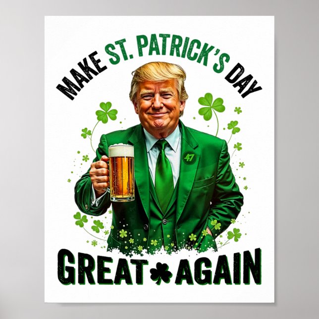Poster Make St Patricks Day Great Again Trump Shamrock Ir (Frente)
