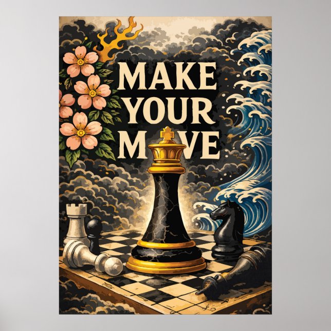 Poster Make Your Move, Chessboard, Success Motivational (Frente)