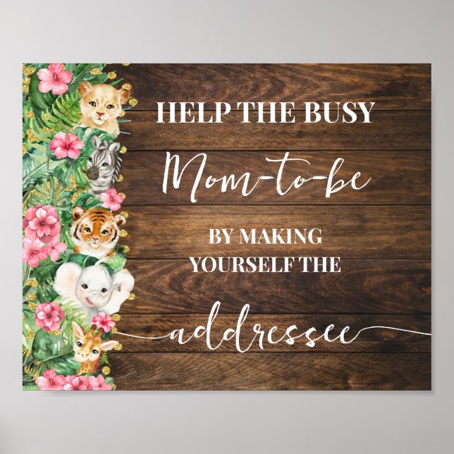 Poster Make Yourself Addressee Rustic Pink Safari Shower (Frente)