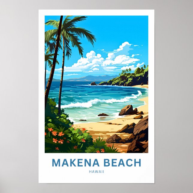 Poster Makena Beach Hawaii Travel Print (Frente)