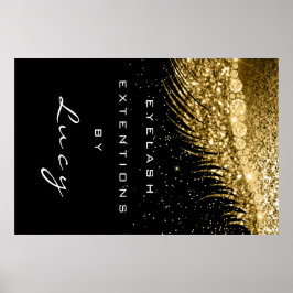 Poster Makeup Artist Beauhes Lashes Ouro Confetti Black