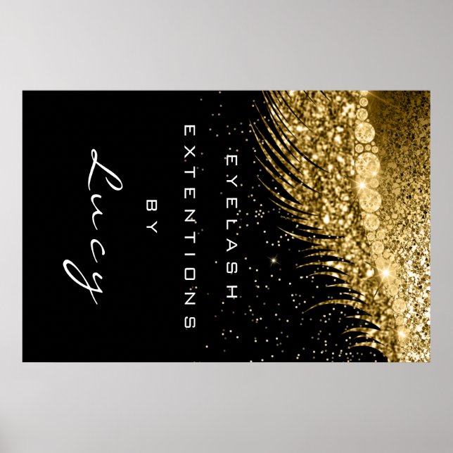 Poster Makeup Artist Beauhes Lashes Ouro Confetti Black (Frente)