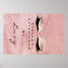Poster Makeup Artist Beauty Salon Lashes Rosa Glitter