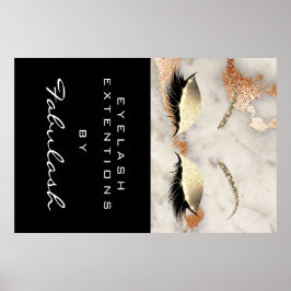 Poster Makeup Beauty Salon Marble Lash Nome Cobre Marble