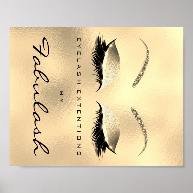 Pôster Makeup Beauty Salon Name Dourado Glitter VIP (Frente)