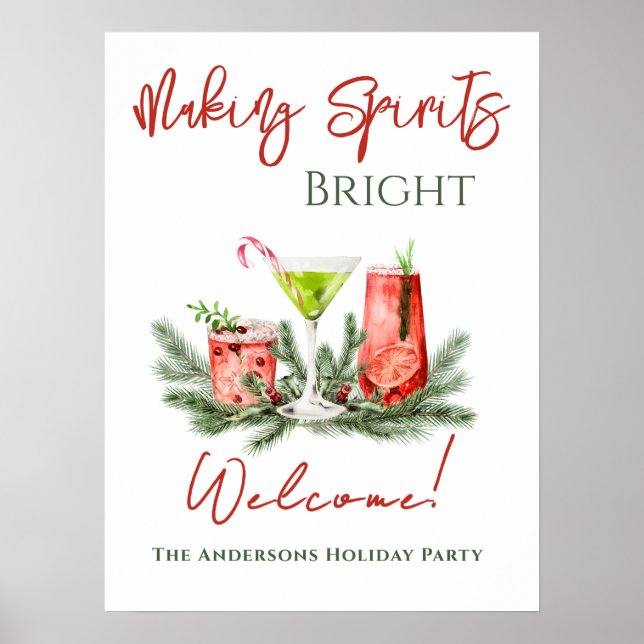 Poster Making Spirits Bright Holiday Party Welcome (Frente)