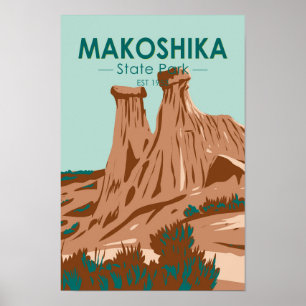 Poster Makoshika State Park Montana Vintage