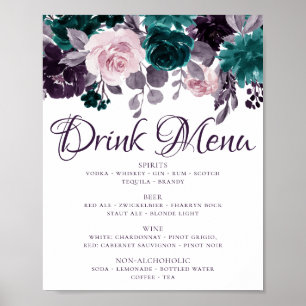 Poster Mal-humorada Boho   Escolha de Bebida Floral Roxa 