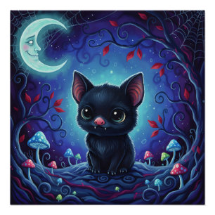 Pôster Mal-iluminado - Bat Híbrido da Floresta Whimsical
