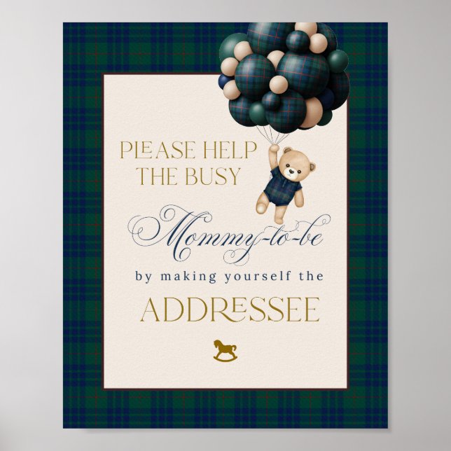 Poster Mal posso esperar Chique Urso Balão Chá de Bebê (Frente)
