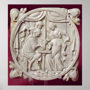 Pôster Mala espelhada representando um jogo de xadrez, c.