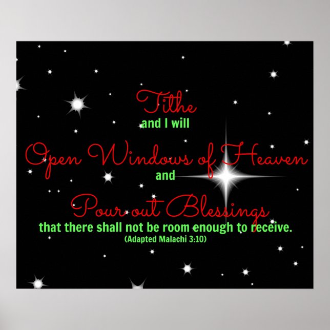 Poster Malachi Bíblia verse Tithe e eu abriremos (Frente)