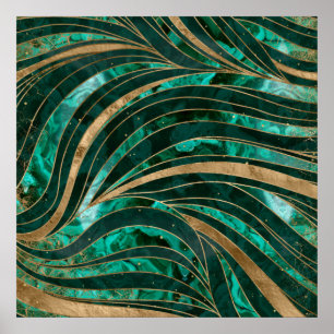 Poster Malachite Wavy Pattern